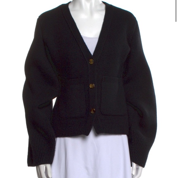 KHAITE Black Button-Up Sweater